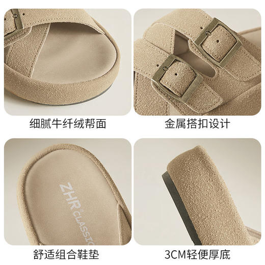 ZHR则则勃肯拖厚底拖鞋2025夏季新款外穿平底拖鞋复古半拖沙滩鞋 商品图2