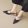 【预售5天】优雅淑女风一字带真皮包头半拖鞋女法式外穿粗高跟鞋LGYZNX&388-3 商品缩略图4