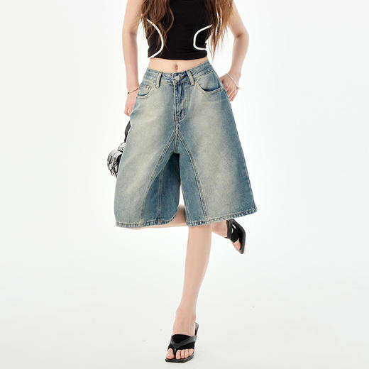 罗蒙夏季女士牛仔裤短款五分裤时尚百搭休闲裤子直筒阔腿裤子 商品图1