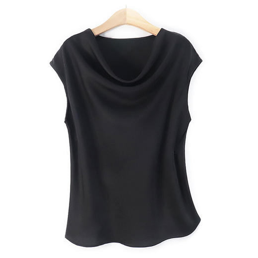 丁摩 真丝女士无袖背心荡领桑蚕丝T恤ws025 商品图9