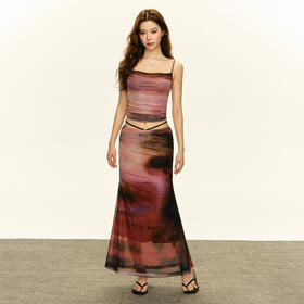 Ariseism  美式复古 水波纹吊带半身裙女两件套