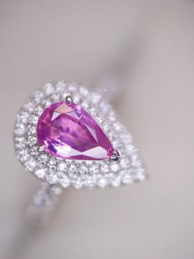 0.86ct刻面帕帕拉恰蓝宝石戒指