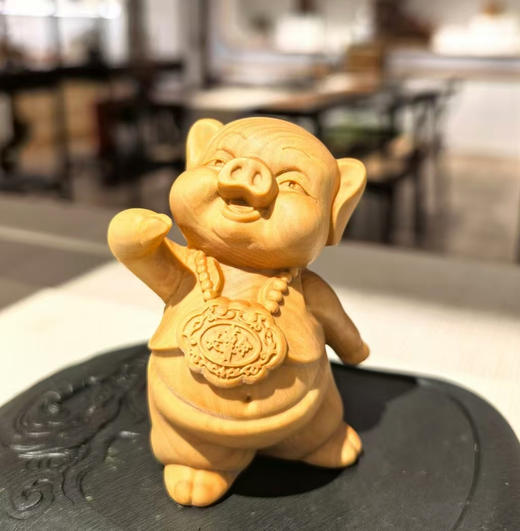 富贵猪/加油猪°黄杨木摆件 商品图0