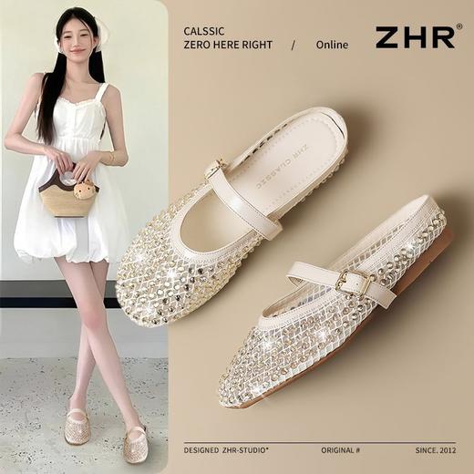 ZHR水钻透气玛丽包头拖鞋2025新款平底夏季外穿懒人优雅单鞋法式 商品图2