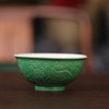 倚云煮泉 鱼藻 外雕刻 绿釉 压手杯 商品缩略图0