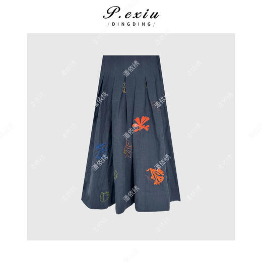 04-3潘依绣丁丁宠粉【珍妮日记】亚麻度假风刺绣背心半身裙套装H2528 商品图3