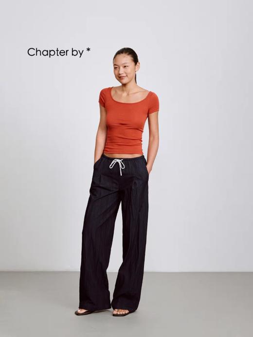 Chapter by/cb202502045/纯色棉质大方领修身基础款短袖 商品图3