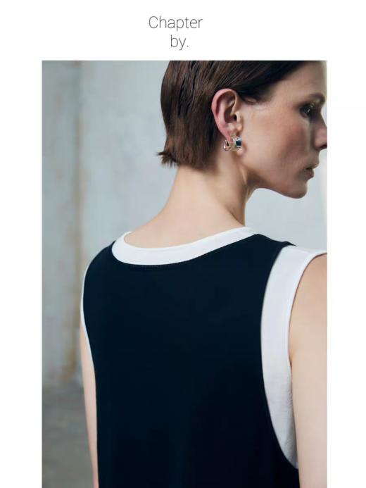 Chapter by/CBS23K28/蚕丝棉设计感黑白拼接假两件叠穿设计感背心无袖 商品图4