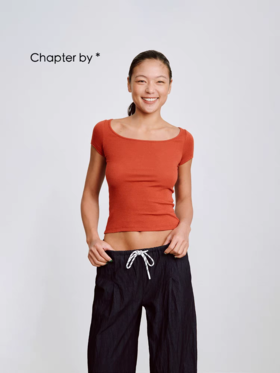 Chapter by/cb202502045/纯色棉质大方领修身基础款短袖