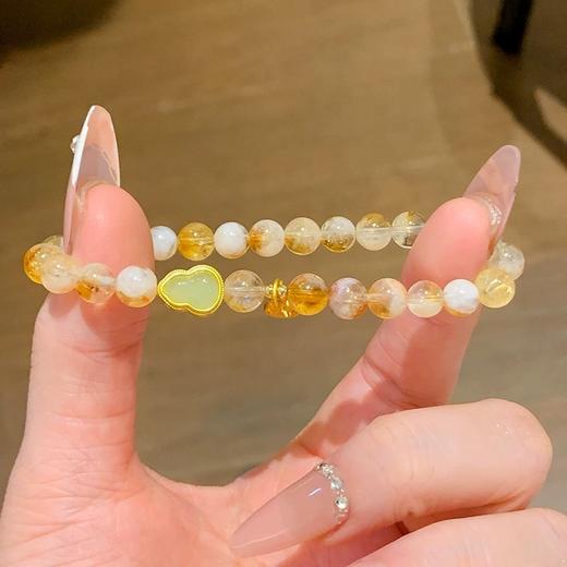 【金瑞·黄水晶葫芦手串】新中式黄水晶和田玉串珠手链 招财转运葫芦 小众叠戴国风手串 商品图7