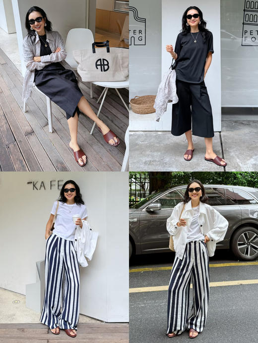 HIDEMI度假系列进口荔枝皮牛皮极简时髦一字带手工露趾凉鞋拖鞋 商品图3