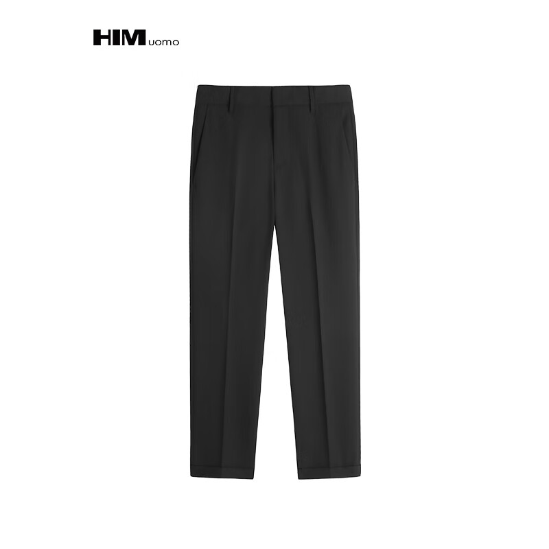 HIM漢崇 后腰简约字母织唛舒适修身通勤商务九分西裤男 2026春季