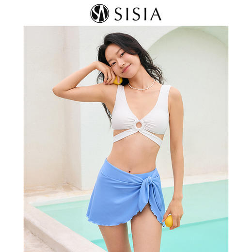 sisia2025新款泳衣女夏高级感度假性感泡温泉裙式分体泳衣比基尼SWT24-08A 商品图0