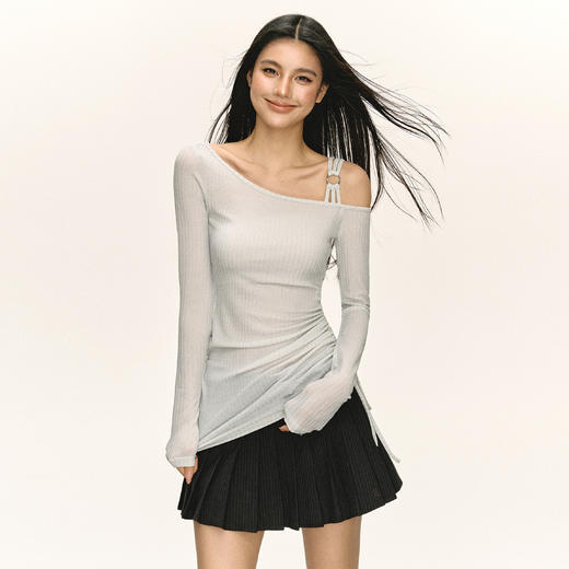 Ariseism  美式复古修身长袖t恤女2025春季新款上衣 商品图0