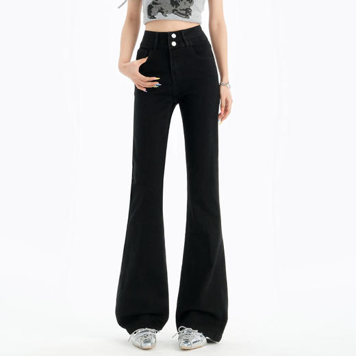 罗蒙女士牛仔裤四季休闲百搭女长裤微喇时尚通勤裤子高腰显瘦牛仔裤 商品图1