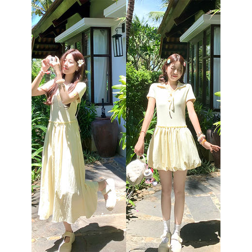 <曾小咸推荐>现货秒杀！Polo领系带短款连衣裙 日常139.99 立减60 秒杀79.99！长款连衣裙 日常159.99 立减70 秒杀89.99！ 商品图1