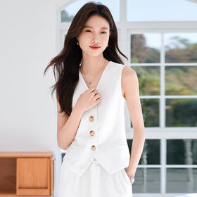 【天然亚麻，干爽透气】枝辑夏季新款老钱风亚麻马甲短裤长裤套装