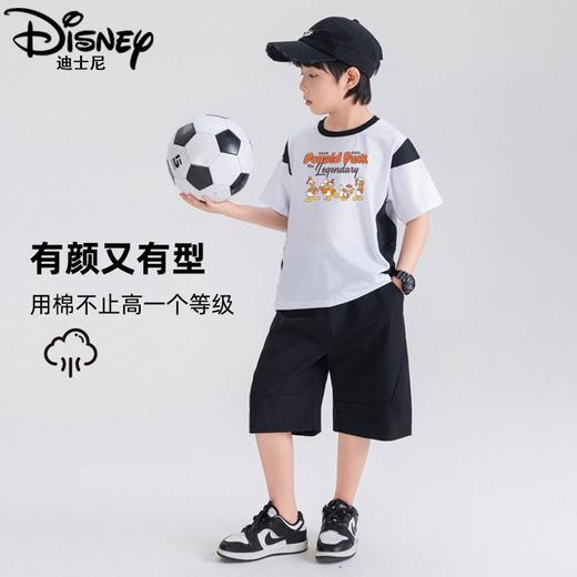 迪士尼男童短袖套装夏季2025新款儿童运动服薄款男大童短裤两件套 商品图3