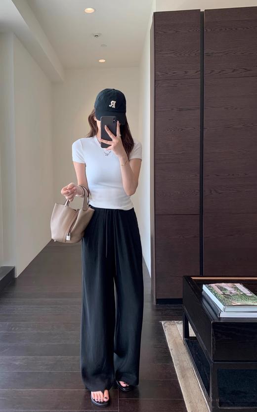 2025重磅醋酸缎面凉感高腰宽松垂感休闲直筒阔腿裤女春夏新款！ 商品图5