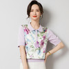 丁摩桑蚕丝针织polo衫T恤女翻领五分袖真丝上衣薄ALJ62538 商品缩略图0