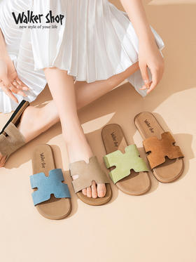 Walker Shop一字拖女2025夏季新款时尚百搭平底沙滩鞋外穿凉拖鞋Y142285-1