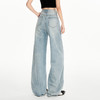 罗蒙女士浅色阔腿牛仔裤女夏季高腰显瘦垂感宽松休闲通勤直筒裤 商品缩略图2