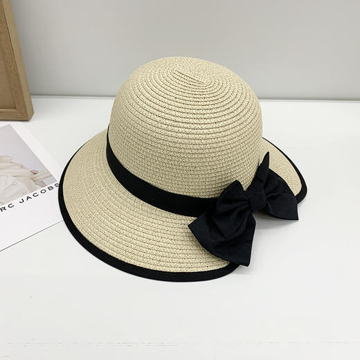 雀说草帽女包边开叉太阳帽蝴蝶结夏季大檐户外旅游防晒遮阳帽AL1633 商品图5