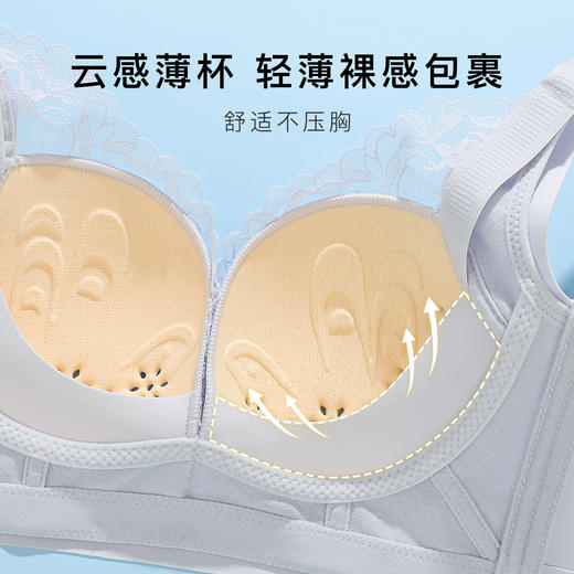 【大胸提拉防垂】夏季时尚蕾丝透气洞洞杯内衣女收副乳无钢圈文胸杏雨玉颜薄 商品图3
