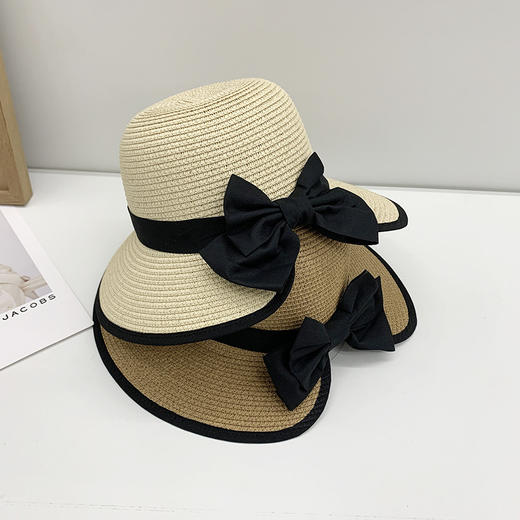 雀说草帽女包边开叉太阳帽蝴蝶结夏季大檐户外旅游防晒遮阳帽AL1633 商品图1