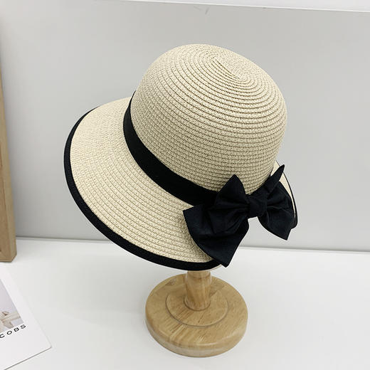 雀说草帽女包边开叉太阳帽蝴蝶结夏季大檐户外旅游防晒遮阳帽AL1633 商品图3
