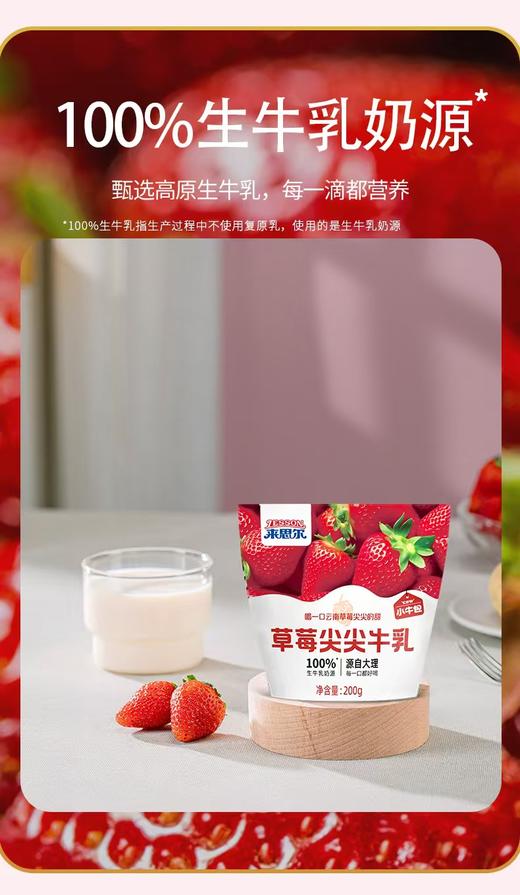 来思尔  草莓尖尖牛奶黑巧可可香芋厚厚牛乳袋装常温调制乳10*袋200g  厂家直发 商品图0