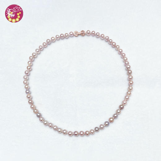 珍珠项链-淡紫【6.4-7.6mm】编号200066 商品图0
