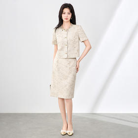 「高货wl」全新升级【铂金会员367/天猫499/差价132】(99901)洛诗琳气质小香风减龄通勤流苏领外套直筒半身裙两件套女