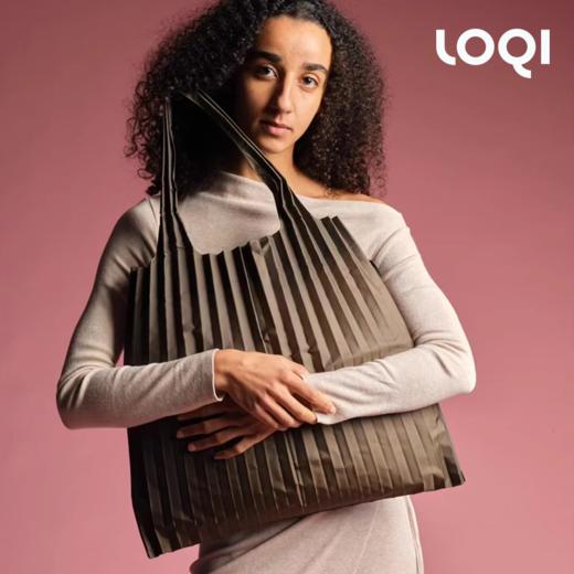 德国LOQI时尚环保万用袋/百褶包  扎染渐变单肩轻便三宅大容量褶皱ins网红潮热款流承重40斤防泼水 商品图1