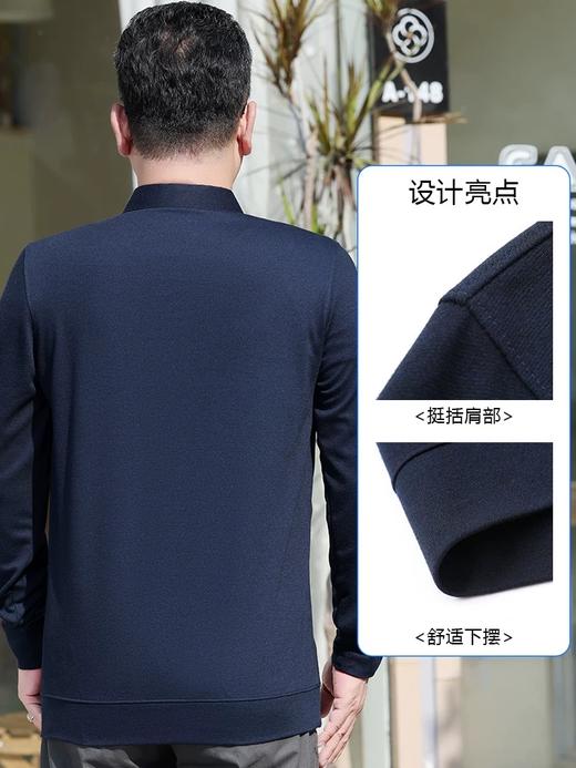 【YW】无忧购“爸气来袭”简约休闲百搭长袖宽松条纹polo衫682（截单后3-5天发货) 商品图2