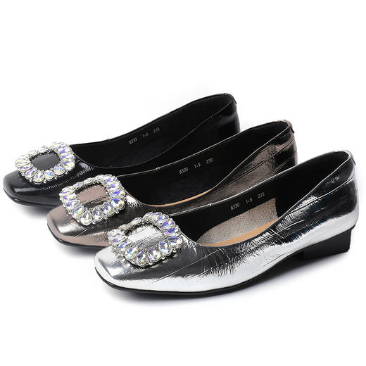 丁摩 夏秋季新款真皮一脚蹬时尚单鞋浅口法式软底四季方扣平底女鞋5ZF-8330 商品图3