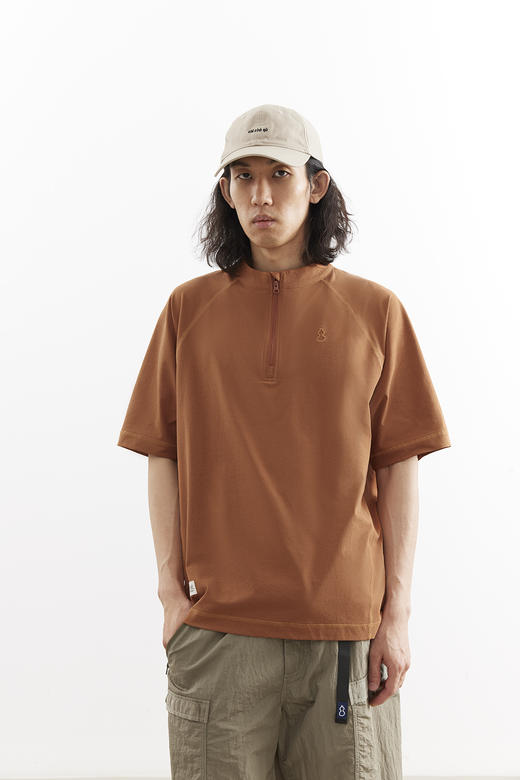 吃茶去chichaqu25明线速干吸湿排汗棉感防晒轻量立领T恤运动户外 商品图3