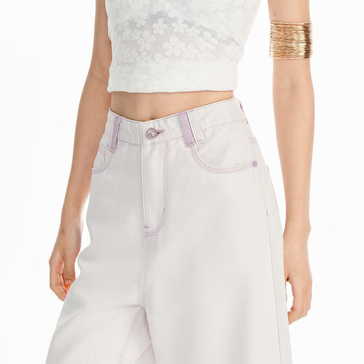 罗蒙女士高腰直筒牛仔裤宽松显瘦时尚百搭长裤舒适休闲通勤女裤 商品图3