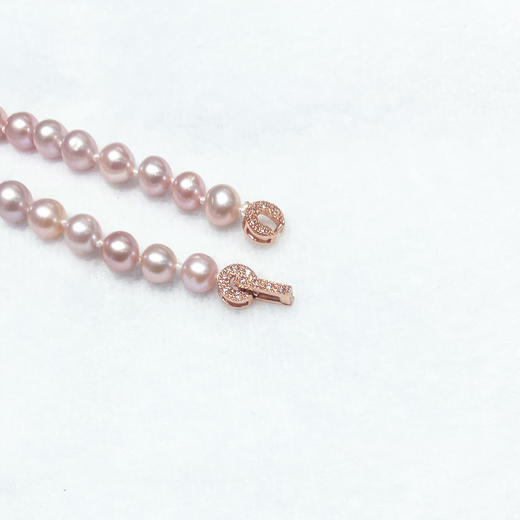 珍珠项链-淡紫【6.4-7.6mm】编号200066 商品图1