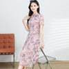 气质印花立领连衣裙，韩版修身洋气改良旗袍裙子QYM-TYH99H158 商品缩略图1