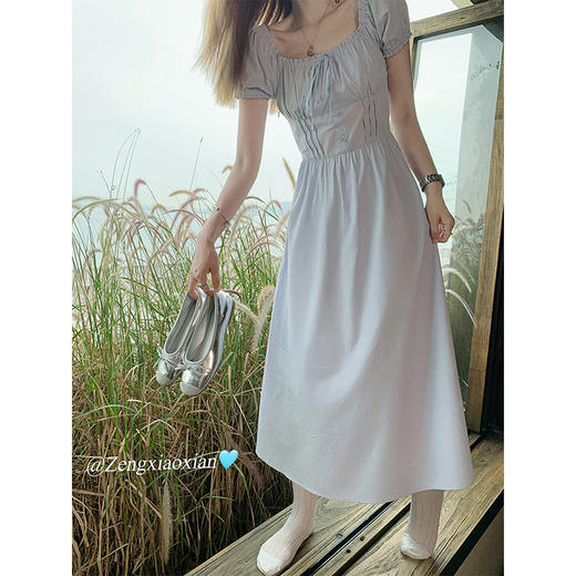 <曾小咸推荐>3.27现货秒杀 ！微信超特价！法式方领蝴蝶结系带连衣裙 日常229.99 立减130 秒杀99.99！！ 商品图2