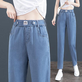 雀说天丝牛仔裤女薄款高腰新款显瘦直筒小个子九分冰丝哈伦裤潮AL025