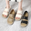 丁摩 头层牛皮鱼嘴凉鞋女夏季新款厚底罗马女鞋真皮复古平底鞋5ZF-226 商品缩略图0