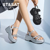 星期六休闲百搭一字带厚底水钻凉鞋SSD2115W05 商品缩略图0
