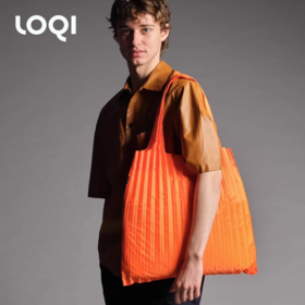 德国LOQI时尚环保万用袋/百褶包  扎染渐变单肩轻便三宅大容量褶皱ins网红潮热款流承重40斤防泼水