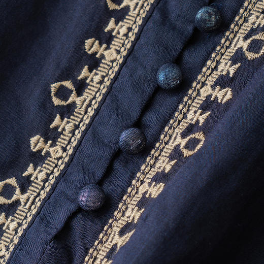 雀说刺绣苎麻无袖背心t恤上衣新款时尚文艺风薄款透气上衣AL6773 商品图3