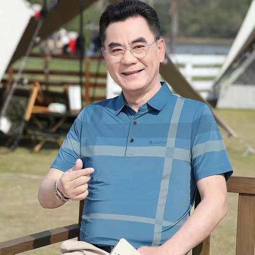 【YW】无忧购“爸气来袭”夏季冰丝凉感格子polo衫中年短袖T恤A19（截单后3-5天发货) 商品图4