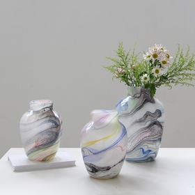 现代简约水墨纹花瓶渐变小口鲜花台面家居样板房装饰工艺品摆件