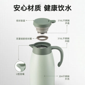 苏泊尔（SUPOR）保温壶家用大容量水壶316L不锈钢真空保温瓶热水壶暖壶开水瓶白 /厨具 /水具 /保温壶 商品图2