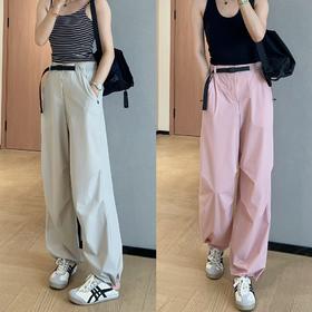 山系机能风凉感垂坠直筒工装裤可束脚薄款降落伞裤2025夏款！